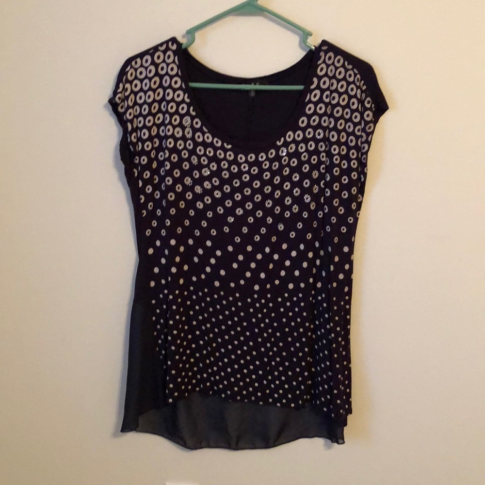 Blouse, navy/cream, size medium, worn once!